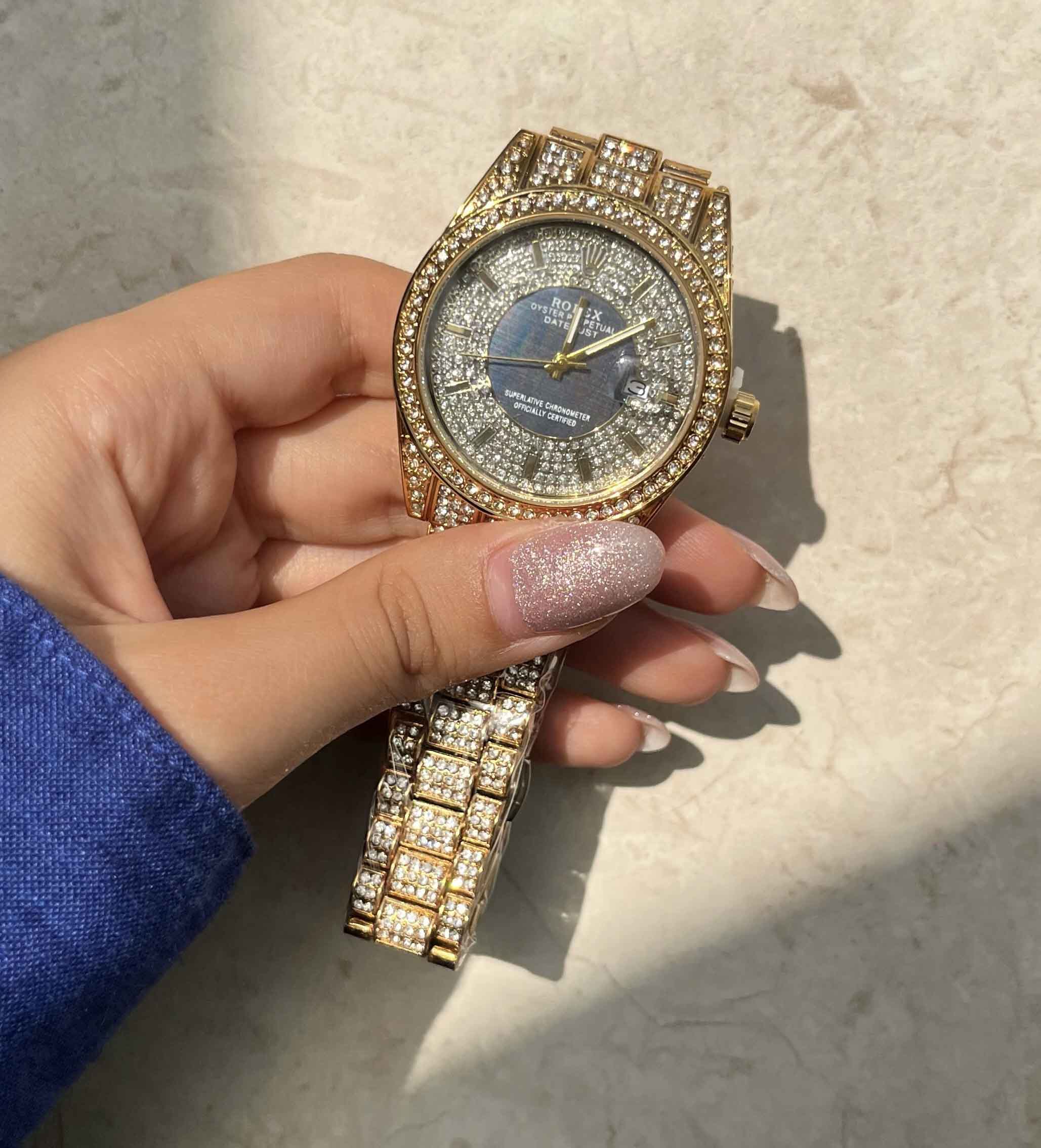 ساعت مچی عقربه‌ای فول نگین برند رولکس