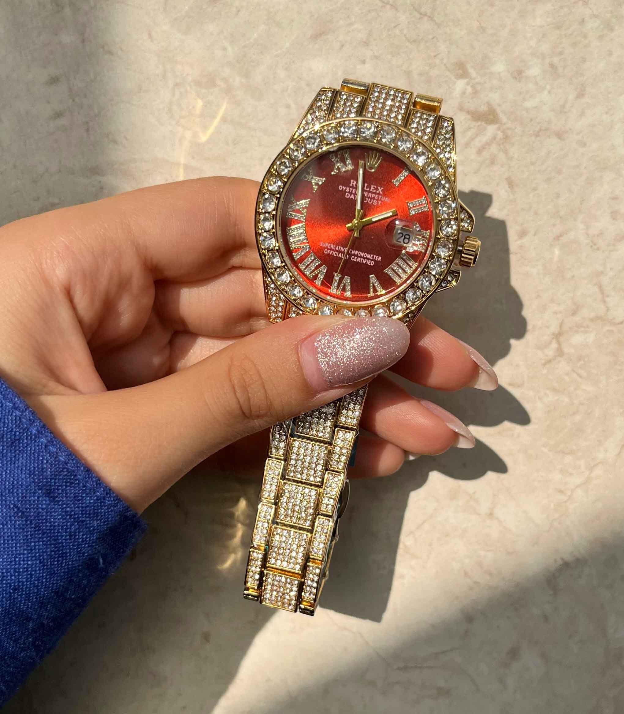 ساعت مچی عقربه‌ای فول نگین برند رولکس